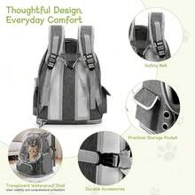 Haustierrucksack/Tragetasche im Raumkapsel-Stil, transparentes Design, Rundum-Atmungsaktivität, mit verstellbaren Schultergurten – eine atmungsaktive Reisetasche, geeignet für Hunde, Katzen und Kleintiere, ideal zum Wandern und für Spaziergänge im Freien, und entspricht den Lufttransportstandards. - Grau - Übersicht 4