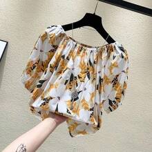 Women Blouses & Shirts - Large Yellow Flowers - View 1