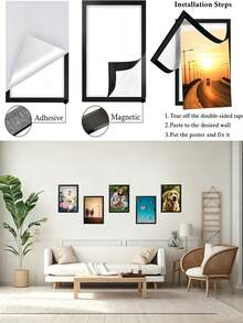 Bingkai Foto Magnetik Perekat Sendiri Ukuran A4, Bingkai Pajangan Foto dan Dokumen Plastik Portabel yang Dapat Dipasang di Dinding, Cocok untuk Foto, Papan Tulis Magnetik, Dekorasi Minimalis, Tidak Membutuhkan Sekrup/Pemasangan - Beraneka warna - View 7