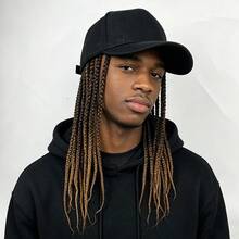 Unisex Cap Integrated Hair Headwear Black Peaked Cap With Braided Hair Styling Accessory Street Look Casual Outing Group Theme Activity Holiday Daily Outdoor Matching Wigs Cosplay Wigs Halloween Costume Wigs - Hat With African Dreadlocks [gradient Light Brown] - View 1