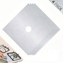 4pcs Reusable Oil-Resistant Cleaning Pads, Home Gas Stove Protector Mats, Durable Pads Suitable For Oven Bottom, Gas Stove And Grill, Perfect For Parties And Holidays - View 6
