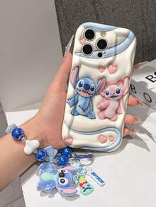 Disney Has Authorized, Phone Case - Chain Set, The Stitch Lilo & Stitch 3D Phone Case Plus A Silicone 3D Stitch Bracelet With Metallic Ring Removable Bracelet, Stitch And Angel Pattern, Compatible With Iphone17/16/15/14/13/12/11/XS/XR/X Plus Pro Max, A Stylish Cartoon Phone Case, The Perfect Gift Choice, Phone Protection, Durable Phone Cover, Great Gift For Friends And Family. - trắng - Xem 6