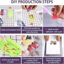 5D DIY 鑽石畫藝術套裝 - 1 個大骷髏圖案裝飾畫 - 熱門全鑽設計畫布藝術 - 創意 - 手工 - 極佳的壓力緩解與放鬆 - 適合成人初學者，完美的臥室、客廳、餐廳、辦公室入口、走廊、書房、浴室家居裝飾 - 節日理想禮物：手工馬賽克鑽石畫套裝 - 圓鑽 - 查看 7