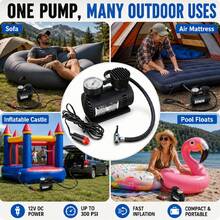 Curear 12V Portable Car Air Compressor & Tire Inflator With Analog Pressure Gauge – Compact Emergency Auto Pump With Storage Bag - Black - View 6