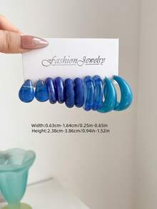 1 Set 5 Pasang Anting-Anting Lingkaran Kecil Bentuk Koma Tetesan Air Lucu yang Populer Lintas Negara - Biru Klein - View 28