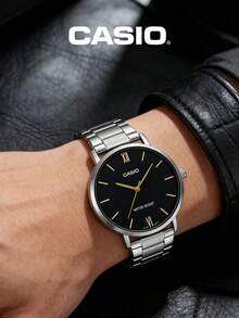 Casio 中性數位手錶 不鏽鋼錶帶 復古方型 30米防水 7年電池 LED背光 復古腕錶 MTP-VT01D-1B - 黑色 - 查看 3