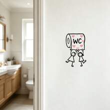1 buah Stiker Tanda Kamar Mandi Lucu dengan Huruf "WC" dan Bentuk Hati; Dapat Dilepas, Perekat Mandiri, Stiker Dinding PVC Tahan Air; Cocok untuk Dekorasi Kamar Mandi dan Shower, Menambah Kesegaran pada Dekorasi Rumah Anda. - MultiWarna - View 2