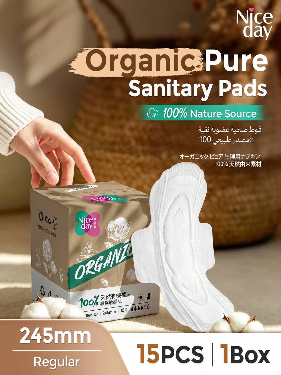 Niceday Pembalut Katun Organik, Lapisan Katun Murni, Pembalut Menstruasi Ultra Tipis, Pelapis Celana Dalam Super Lembut, Cocok untuk Kulit Sensitif, Menjaga Area Intim Tetap Kering dan Tidak Gatal, Penyerapan Cepat, Daya Serap Tinggi, Tidak Iritasi, Dapat Digunakan Siang dan Malam