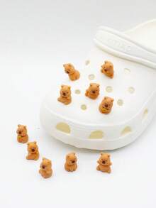 10pcs Cute Mini Capybara Shoe Charms, DIY Shoe Decorations For Clogs - Khaki - View 2