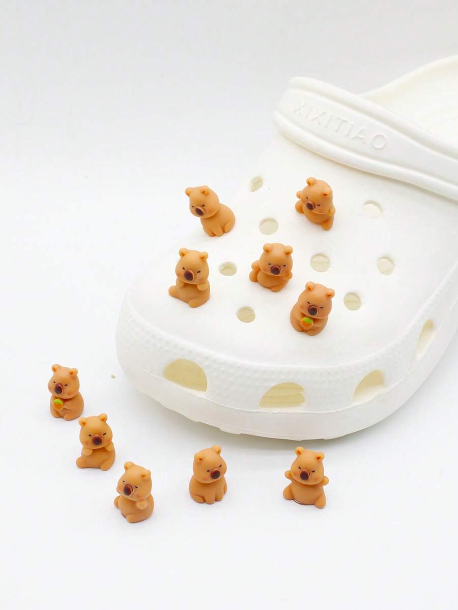 10pcs Cute Mini Capybara Shoe Charms, DIY Shoe Decorations For Clogs