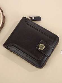 Men's Vintage Wallet With External Card Slot And Loose-Leaf Design - Coffee - View 5