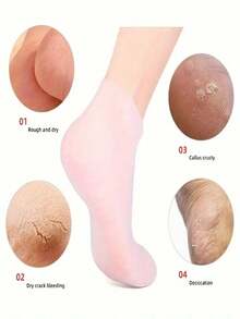 2 Pairs Silicone Moisturizing Socks - High Elastic Aloe Vera Soothing Anti-Slip Gel Heel, Nighttime Home Foot Care, Softening And Moisturizing, No Shoes Needed, Soft Texture, Women's Moisturizing Anti-Cracking Sole Socks, Suitable For Dry Heels - Foot Care - Multicolor - View 7