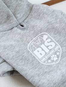1pc Pet Clothes, Dog/Cat Apparel, Comfortable Sweatshirt Series For Small Dogs & Puppies, Spring/Autumn, White "BIS-Puppy Intelligence Team" + Plain Sweatshirt - Light Gray - Grey - View 5