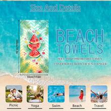 1 pieza/24pcs Toalla de playa con estampado de sandía y naranja a rayas, manta de playa de microfibra extragrande, toalla de baño súper absorbente, adecuada para viajes, piscina, buceo, surf, yoga, camping, múltiples tamaños, accesorios de playa, aplicable para playa, piscina, viajes, camping, yoga - fruta - Ver 34