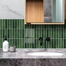 10PCS Peel And Stick Wall Tile For Kitchen Backsplash, Fireplace, Bathroom, 3D Dark Green Marble, Water / Oil / Wear Resistant, Wall Room Decor Bathroom Decor Bedroom Decor Wall Decor, Home Decor Backsplash Tile Peel And Stick 12in. * 12in. - 10Pcs - 查看 5