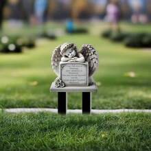Easter Angel Tombstone Memorial Plaque Acrylic Flat Ground Stake Craft Garden Yard Ground Insert - A - View 2