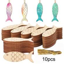 10/20pcs Wooden Fish-Shaped Craft Set - Elegant Decorations For Holidays, Weddings, And Birthdays - Fish-Shaped Tag Craft Gifts For Party Decor And Home Embellishment - Color - View 10