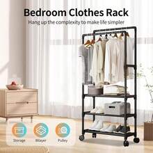 Robuster Kleiderständer Mit 2 Kleiderstangen & 3 Ablageböden, Freistehende Garderobe Für Schlafzimmer, Wohnzimmer & Ankleidezimmer – Ideal Für Jacken, Hemden & Schuhe, Platzsparend & Stilvoll - A - Übersicht 2
