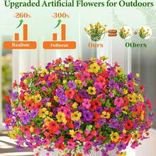 18pcs Artificial Outdoor Flowers, Wedding Decor, Tabletop Decor, UV Resistant Artificial Outdoor Flowers, Artificial Outdoor Decorative Flowers, Realistic Outdoor Flower Plants, Faux Outdoor Flowers For Planters, Front Porch, Balcony, Window Box - Multicolor - View 8