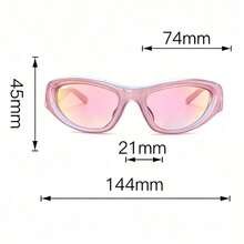 1 Piece Women's Oval Eyewear, Pink Frame With Tinted Lenses, Y2K-Inspired Style, Versatile Statement Accessory For Summer Beach, Vacation, Camping, Graduation, Travel And Daily Wear, Ideal For Street Style, Casual Outings And All-Season Use, Great Gift For Her - Gọng kính màu hồng tím, tròng kính màu hồng - Xem 6