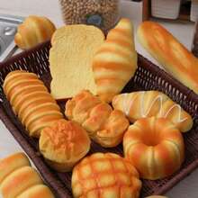 1PC Đồ chơi bóp mềm, Nhào nặn âm nhạc, Hồi phục chậm, Mô hình bánh, Giải tỏa dễ thương, Thực phẩm chân thực, Đồ chơi mềm, Bánh mì, Bánh, Với hương bánh mì độc quyền - Xem 2