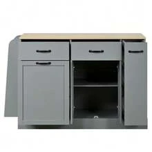 Modern Sideboard With Multiple Drawers, Storage Unit With Bin Compartment And External Spice Rack For Dining Room, Living Room And Kitchen (Grey) - 灰色 - 查看 7
