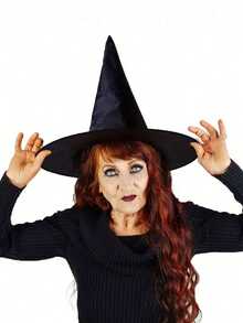 Sombrero de bruja extragrande para mujer de Halloween, accesorio de disfraz de bruja premium en color negro, adecuado para fiestas, bailes de disfraces, accesorios de juego de rol - material de poliéster, sin plumas, lavar solo a mano, no eléctrico - Sombrero de bruja - Ver 6