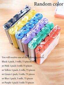 75pcs/5rolls Multi-Purpose Thin Disposable Plastic Trash Bags, Suitable For Home, Kitchen, Office And Restaurant Cleaning - Also Suitable For Living Room, Outdoor, Bathroom And Pet Waste Cleaning (Random Color) - Multicolor - View 11
