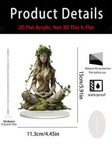 2D 壓克力大地之母雕像，苔蘚樹女神雕像，禪修與自然愛好者裝飾，大地之母女神，樹仙，靈性裝飾，禪修，祭壇裝飾，房間裝飾，桌面裝飾，客廳裝飾 - 綠色女神 - 查看 11