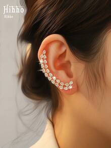 Hihho 1pc Luxury Elegant Curved Water Drop Ear Cuff With Zirconia, Sparkling And Dynamic, Ear-Shaping Accessory For Party And Date, Eye-Catching Atmosphere-Enhancing Gift For Friends On Holidays - Teardrop Ear Hooks - View 8