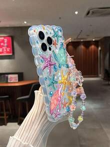 Starfish Painted Braided Wave Edge Transparent Protective Phone Case Compatible With 16/16 Pro/16 Pro Max/16 Plus, 15, 14, XS, 7/8, XR, 7/8 Plus, 11, 12, 13, 14, 15 Pro Max, Shockproof Anti-Scratch Cover - Multicolor - View 6
