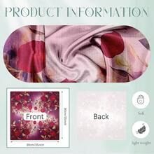 1pc Vintage Red Rose Print Square Scarf For Women, 35inch/27.5inch/19.6inch Satin Feel Bandana Head Scarf, Fashion Hair Wrap & Sport Head Band For Daily Wear, Vacation, Party, Gift, All Seasons - 彩色 - 查看 12