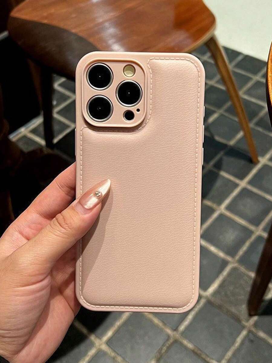 1件極簡純色皮革質感高級手機殼,適用於 iPhone 17/17Pro/17Promax/16promax/16/16pro/16plus/15/15promax/15pro/11/12/13/14promax/11pro/11promax/12pro/12promax/13pro/13promax/14pro/14promax,高級創意設計 - 粉色 - 查看 1