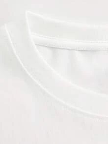 100% Cotton. Casual Short-Sleeved Printed T-Shirt. 1pac Women's Short-Sleeved T-Shirt, Exclusive Design Print, New Summer Style, Regular Fit, Fashionable T-Shirt. Spring And Summer Top. - 白色 - 查看 7