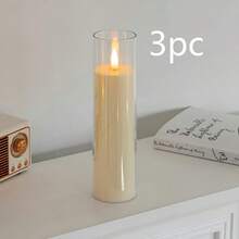 1pc Ivory Wax Cup Set, Flameless LED Electronic Candle Lights, Modern Atmosphere Home Decor, Suitable For Dining Table, Bedroom, Living Room, Holiday Gift - White - View 16