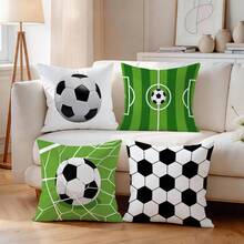 4pcs/Set Football Themed Pillow Cover, Single-Sided Printed Cushion Cover, Suitable For Living Room, Bedroom, Home Decor, All Seasons - Multicolor - View 7