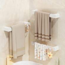 No Punching Wall-Mounted Bathroom Shelf, Plastic Storage Rack For Slippers Shoes Towel And More, Multi-Functional Storage Organizer, Waterproof&Moisture Proof Towel Holder Hanger, Shoes Rack,Space-Saving Easy Installation Shoes Organizer - Multicolor - View 2