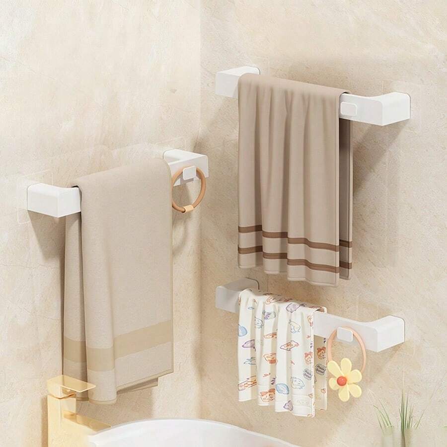 No Punching Wall-Mounted Bathroom Shelf, Plastic Storage Rack For Slippers Shoes Towel And More, Multi-Functional Storage Organizer, Waterproof&Moisture Proof Towel Holder Hanger, Shoes Rack,Space-Saving Easy Installation Shoes Organizer