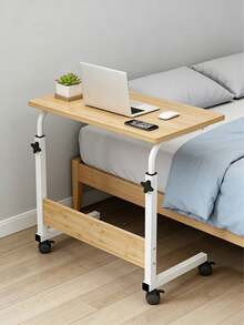 A Movable Bed-Sofa Dual-Purpose Lifting Desk With Wheels, Featuring A Bamboo-Pattern Desktop That Is Stable And Durable, Equipped With Brake Casters, Adjustable In Height, Suitable For Multiple Scenarios, And Space-Saving. - Multicolor - View 2