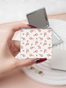 1PC Pastoral British Style Floral Series Portable Vanity Mirror, Foldable Lightweight Ultra-Thin Convenient Hand Mirror, PU Leather, Suitable For Multiple Scenes And All People, Pocket Mirror, Fresh Style With Unique Ditsy Floral Print Pattern Design, Exquisite And Delicate, Easy To Carry, Handheld Makeup Mirror, 180° Flip Cover, Multi-Functional - Multicolor - View 7