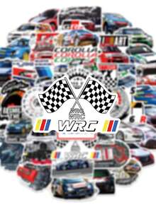 50張 WRC 世界拉力賽塗鴉裝飾貼紙，適用於水壺、筆電、剪貼簿、日記本，防水乙烯基貼紙，適合女性、DIY手工藝禮品、辦公室裝飾、剪貼簿用品 - 拉力賽 - 查看 4