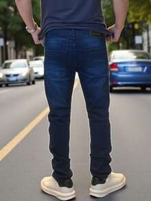 Men's Slim Fit Denim Jeans With Elastane And Lycra - 中性藍 - 查看 3