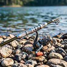 Carbon Fiber Fishing Rod & Reel Combo With Metal Spool Fishing Line Fish Gripper Double Layer Storage Bag All-Water Portable Kit - Black - View 5