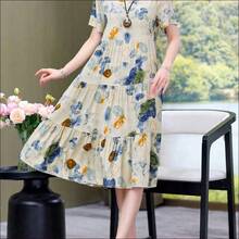 Nuevo vestido casual y holgado de longitud media con estampado para mujeres, elegante para vacaciones de verano - Negro01 - Ver 5