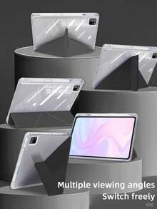 1pc Transparent Acrylic Y-Fold Tablet Case With Black Text Customization, Personalized Text Writing, Suitable For Mini6/Mini7/Air/Air2/9.7/10.2/10.5/Air4/Air5/10.9/Pro 11"/10th Gen/ Air 11-In.(M2)-2024/ Pro11-In.(M4)-2024/Air 11-Inch (M3) 2025/ (A16) 11 Inch 11th Generation 2025/ Air 8(M4)2026(11-Inch) - Black - View 5