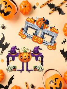 12/6/1pc Halloween Paper Party Glasses, Pumpkin, Witch, Skull And Bat Pattern Spooky Theme Photo Props, Adult Fun Halloween Costume Accessories, Halloween Party, Trick Or Treat Events And Dress-Up Night Funny Glasses, Lightweight Holiday Photo Props, Add Spooky Atmosphere To Halloween Costumes And Party Photos - Multicolor - View 2