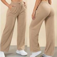 Women's Wide-Leg Pants For Winter And Cold Weather - Beige - View 1