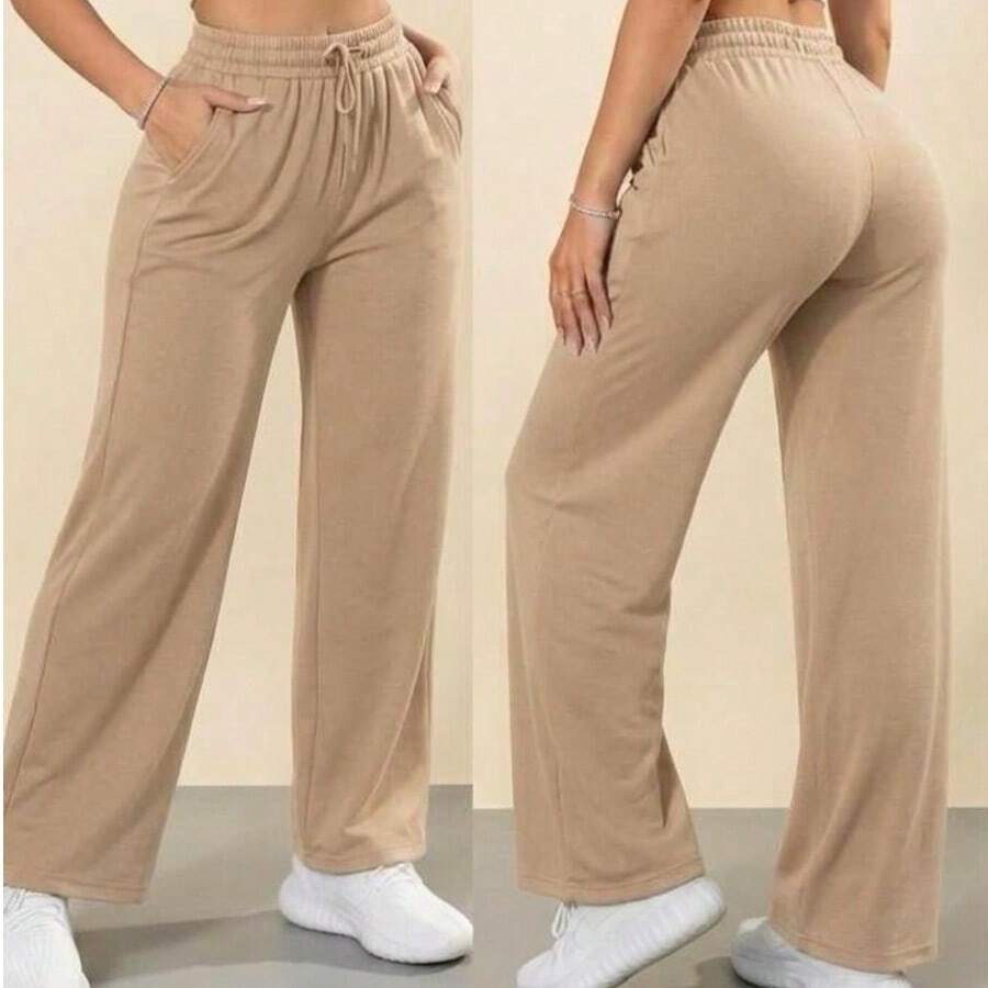 Women's Wide-Leg Pants For Winter And Cold Weather - Beige - View 1