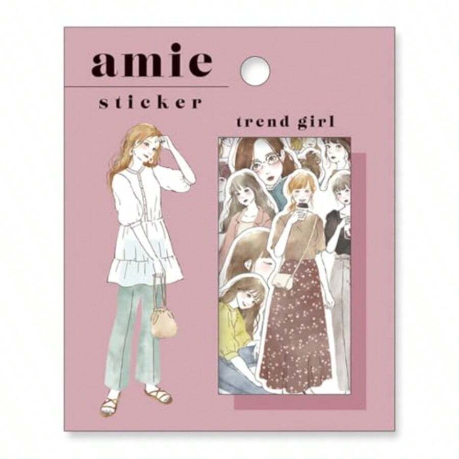 Amie Sticker アミ ステッカー かわいい フレークシール 水彩ガール 上質紙 日本製 - トレンドガール - チェックする 1
