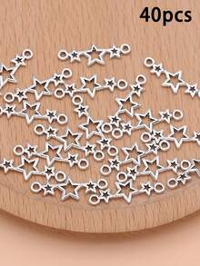 20/40 Piezas Conectores de Encanto de Estrella Plateada, Adecuados para Pulseras y Collares Hechos a Mano DIY. - Estrella - Ver 4